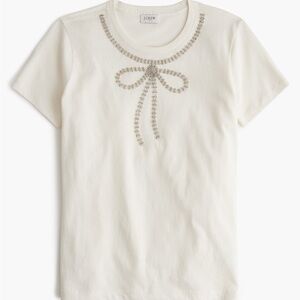 J. Crew beaded ivory cotton tee L  NWT